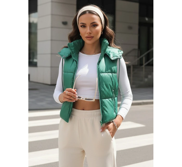 Dámská prošívaná vesta OSHE zelená FashionStreet TY3702