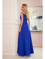 CHIARA - Elegantní dámské maxi šaty v chrpové barvě na ramínkách 299-3