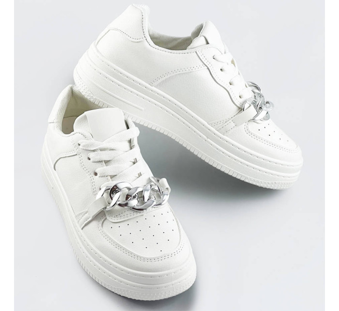 Bílé dámské sportovní boty s řetízkem (B-545)