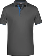 Daiber JN 728 Pánské piqué polo s kontrastní légou 02.0728 graphite/aqua