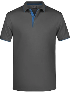 Daiber JN 728 Pánské piqué polo s kontrastní légou 02.0728 graphite/aqua