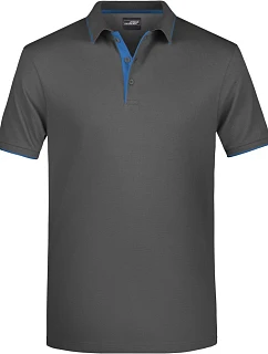 Daiber JN 728 Pánské piqué polo s kontrastní légou 02.0728 graphite/aqua