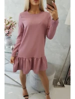 Šaty s volánem tmavě růžové