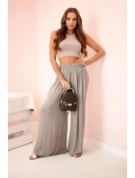 Široké dámské kalhoty s elastickým pasem fango