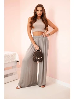 Široké dámské kalhoty s elastickým pasem fango