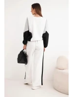 Dámský komplet máslíčko s volnou mikinou a širokými kalhotami černý