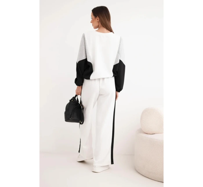 Dámský komplet máslíčko s volnou mikinou a širokými kalhotami černý