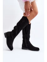 model 21646749 Dámské Černé Krajkové Kozačky - S.Barski