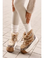 Kožené Dámské Sněhule Na Silné Podešvi S Kožešinou Panteřa Big Star OO274A207 Hnědé Kožené Dámské Sněhule Na Silné Podešvi S Kožešinou Panteřa Big Star OO274A207 Hnědé