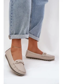 Ploché Kožené Mokasíny S Ozdobou model 21686035 Béžové - S.Barski