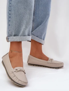 Ploché Kožené Mokasíny S Ozdobou model 21686035 Béžové - S.Barski