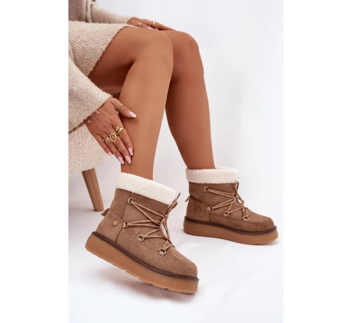 Dámské Sněhule Na Platformě S Zavazováním Světle Hnědá Roselya