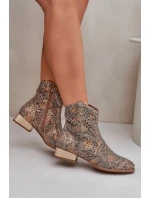 Dámské kotníkové boty Neliawen se zlatým zvířecím vzorem – zlaté Dámské kotníkové boty Neliawen se zlatým zvířecím vzorem – zlaté