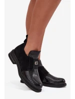 Dámské botky Vinceza – černé, lakované, zateplené, na nízkém podpatku