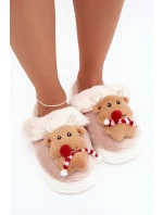 Dámské vánoční chlupaté pantofle Ilianne – renifery/béžové Dámské vánoční chlupaté pantofle Ilianne – renifery/béžové