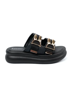 Pěkné  nazouváky dámské černé platforma