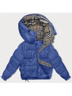 Dámská bunda v chrpové barvě pro přechodné období s károvanou podšívkou (842) Dámská bunda v chrpové barvě pro přechodné období s károvanou podšívkou (842)