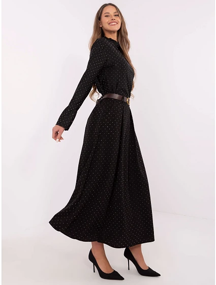Elegantní maxi sukně s ozdobným lemem černá (19720)
