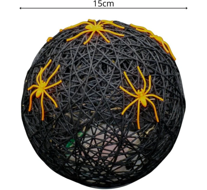 DEKORATIVNÍ KOULE VEDLA PAVOUK LAMPA 15CM HALLOWEEN ČERNÁ
