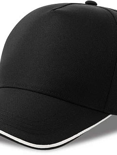 Atlantis Headwear Recy Five Piping 5 panelová sandwich kšiltovka 33.0282 black/white