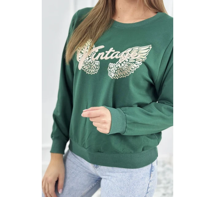 Mikina s potiskem tmavě zelená