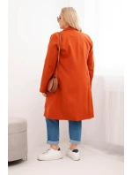 Dámský kabát Plus Size dvouřadový s límcem rudy Dámský kabát Plus Size dvouřadový s límcem rudy