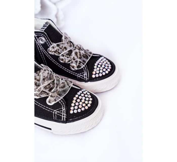 Dětské Tenisky Se Zirkony Černé Smile