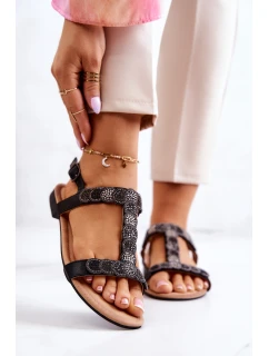 Dámské sandály s kamínky Černá model 21581104 - S.Barski