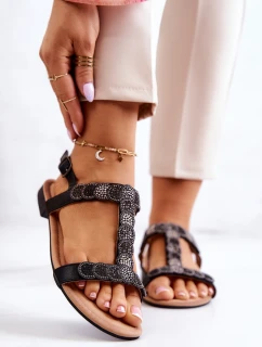Dámské sandály s kamínky Černá model 21581104 - S.Barski