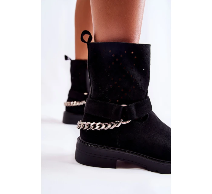 Prolamované Se Zipem S řetízkem Černá model 21592876 - Boto Prolamované Se Zipem S řetízkem Černá model 21592876 - Boto