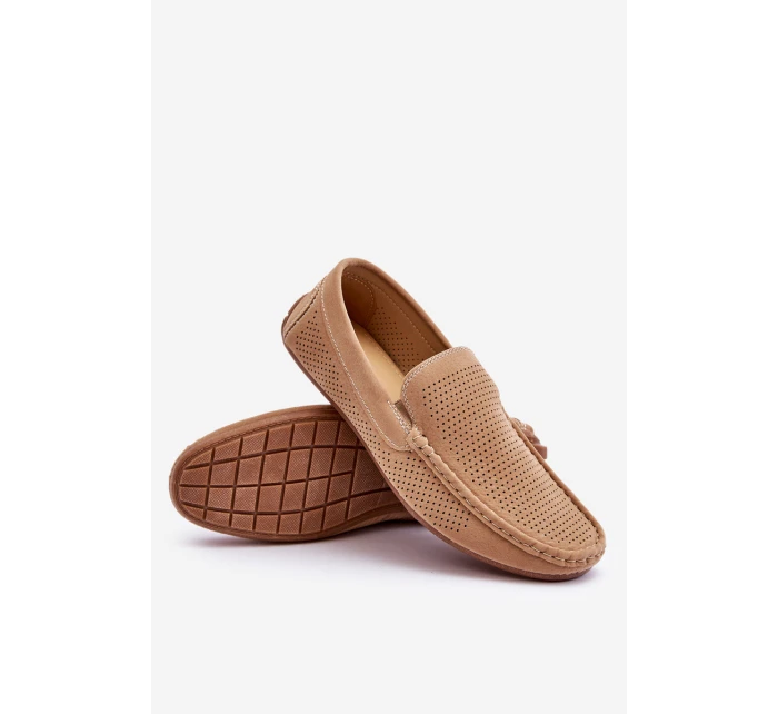 Pánské klasické semišové mokasíny Béžove Felixo