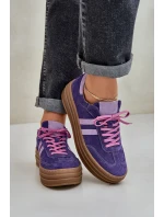 model 21684228 Dámské semišové sneakersy na platformě tmavě fialové - Zazoo