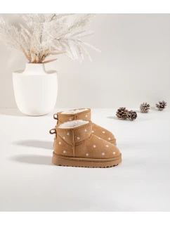 Dětské sněhule zdobené květinami – camel Gracina