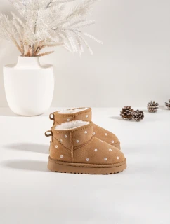 Dětské sněhule zdobené květinami – camel Gracina