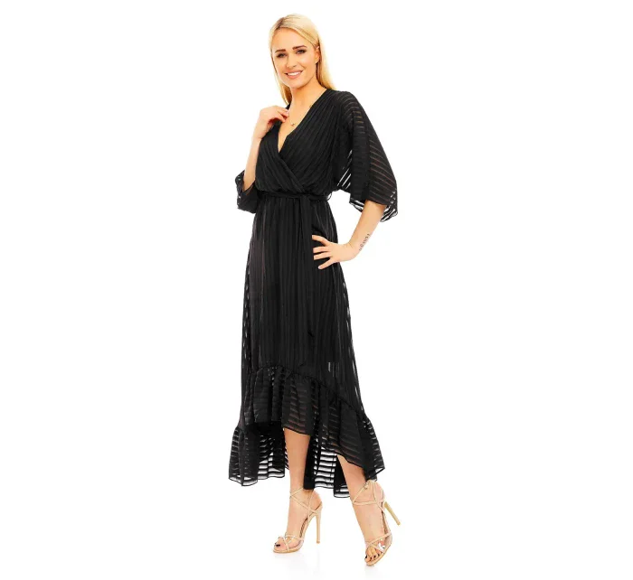 Lehké dámské šaty s asymetrickou sukní černé Černá model 15042572 - LULU&LOVE Lehké dámské šaty s asymetrickou sukní černé Černá model 15042572 - LULU&LOVE