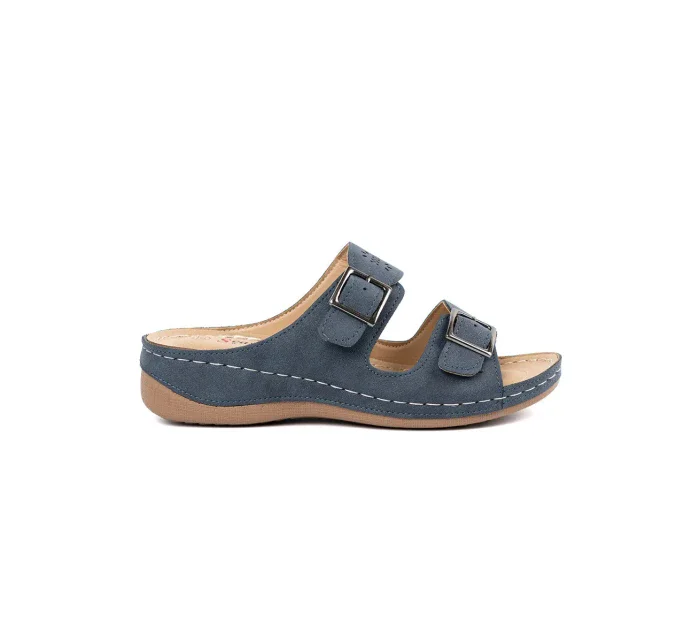 Trendy dámské  sandály modré na klínku