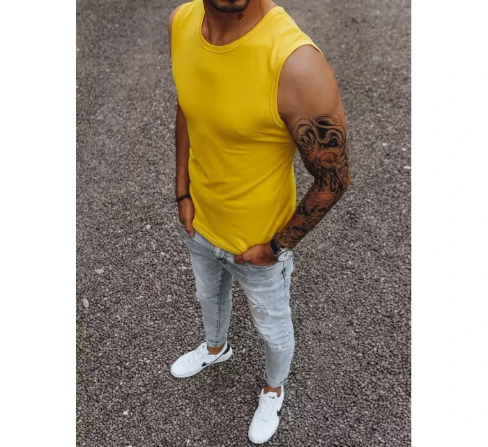 Pánská košile bez rukávů bez potisku žlutá Dstreet RX4920