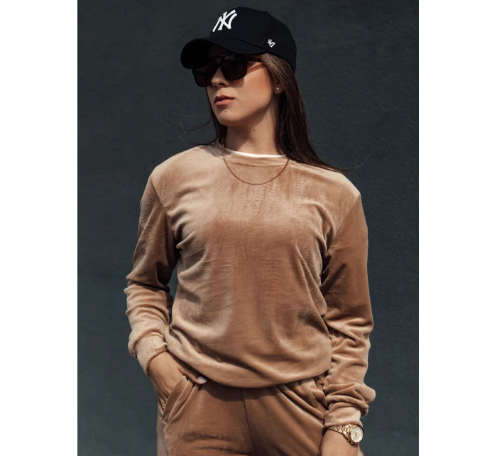 Dámský velurový komplet URBANVELVET světle hnědý FashionStreet AY1061