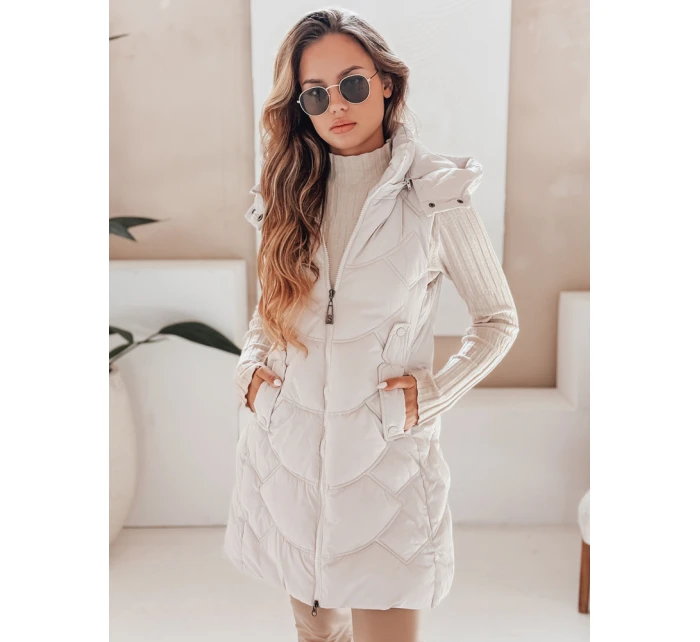 Dámská zateplená prošívaná vesta světle šedá Dstreet model 21991354 - FashionStreet