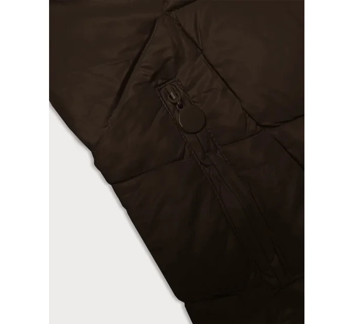 Tmavě hnědá dámská zimní bunda s kapucí (H-898-23)