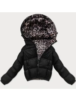 Černá oboustranná dámská krátká bunda s panteřím vzorem Minority (M6-6001-1)