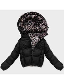 Černá oboustranná dámská krátká bunda s panteřím vzorem model 21308836 - MINORITY
