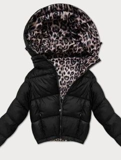 Černá oboustranná dámská krátká bunda s panteřím vzorem model 21308836 - MINORITY