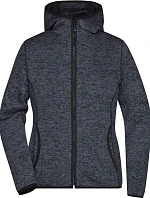 Daiber JN 588 Dámská pletená fleecová bunda s kapucí 02.0588 dark melange/black