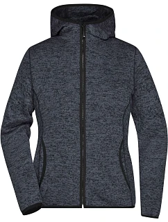 Daiber JN 588 Dámská pletená fleecová bunda s kapucí 02.0588 dark melange/black