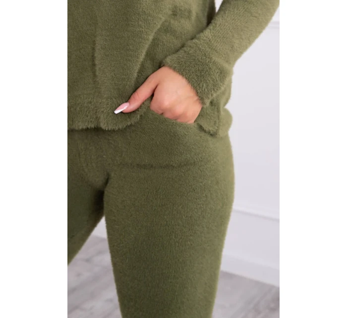 Dvoudílný svetrový set z alpaky v barvě khaki