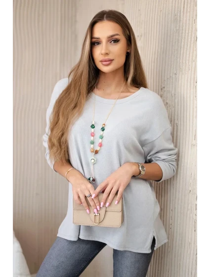 Halenka s náhrdelníkem šedý