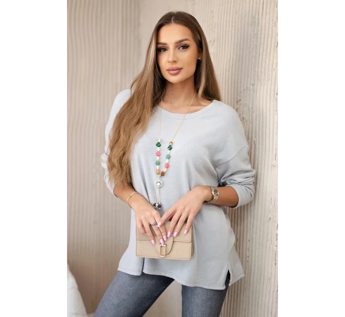 Halenka s náhrdelníkem šedý