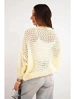 Dámský svetr oversize s knoflíky model 22293748 žlutý - K-Fashion