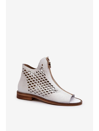 Ažurové Sandály Na Zip Bílé model 21659870 - Zazoo